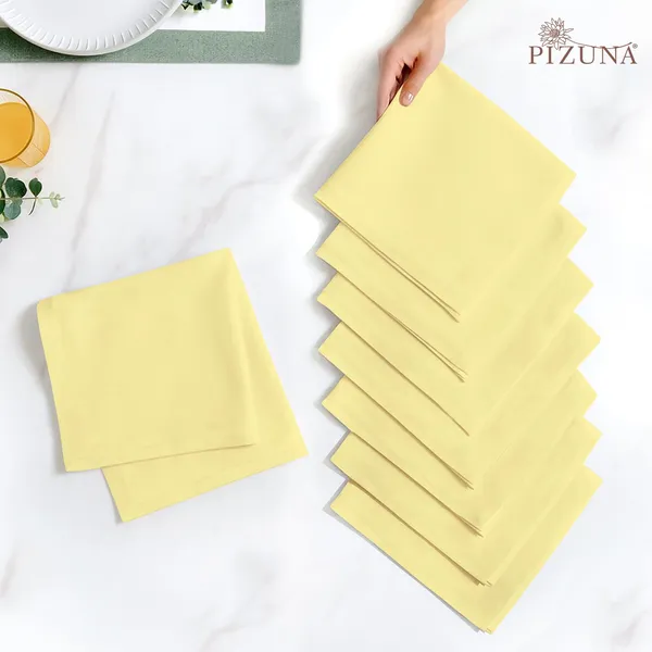 Cotton_Sateen_Solid_Mellow_Yellow_Dinner_Napkins_Set_Of_8