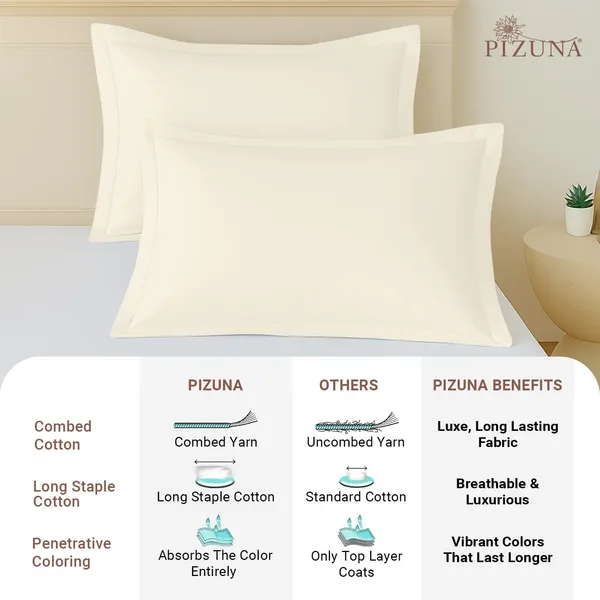 Pizuna_100%_Long_Staple_Cotton_Solid_New_Ivory_Standard_Pillow_Cover_Set