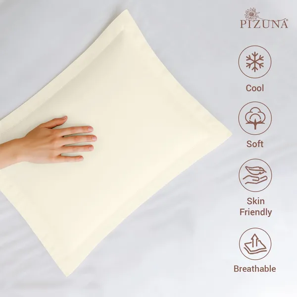Pizuna_100%_Long_Staple_Cotton_Solid_New_Ivory_Standard_Pillow_Cover_Set