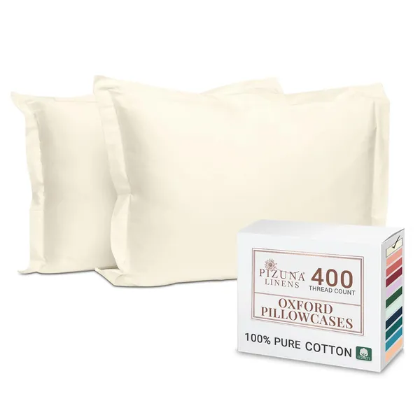 Pizuna_100%_Long_Staple_Cotton_Solid_New_Ivory_Standard_Pillow_Cover_Set