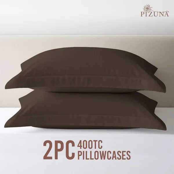 Pizuna_100%_Cotton_Solid_Dark_Brown_Standard_Pillow_Cover_Set