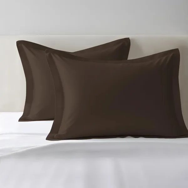 Pizuna_100%_Cotton_Solid_Dark_Brown_Standard_Pillow_Cover_Set