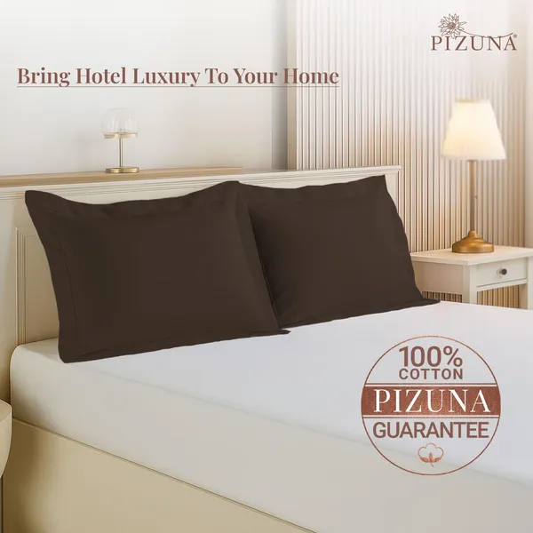 Pizuna_100%_Cotton_Solid_Dark_Brown_Standard_Pillow_Cover_Set