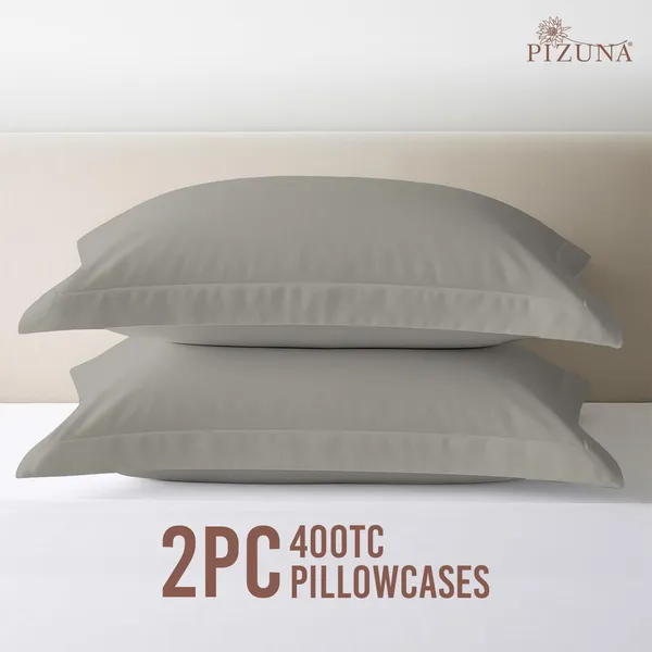 Pizuna_100%_Long_Staple_Cotton_Solid_Ash_Grey_Standard_Pillow_Cover_Set