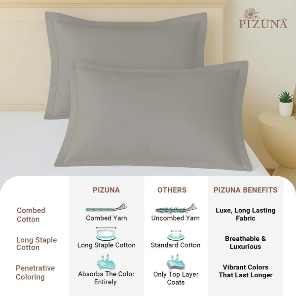 Pizuna_100%_Long_Staple_Cotton_Solid_Ash_Grey_Standard_Pillow_Cover_Set