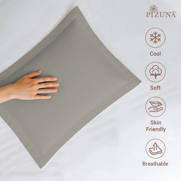 Pizuna_100%_Long_Staple_Cotton_Solid_Ash_Grey_Standard_Pillow_Cover_Set