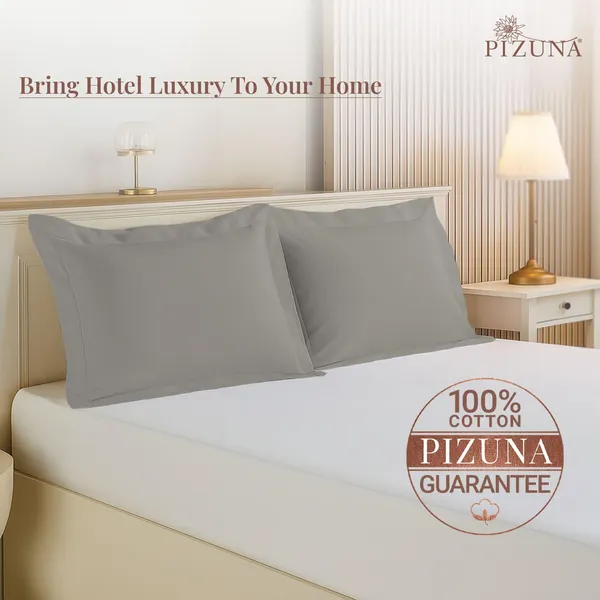 Pizuna_100%_Long_Staple_Cotton_Solid_Ash_Grey_Standard_Pillow_Cover_Set
