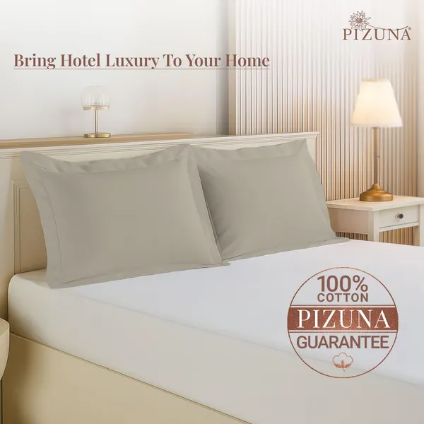 Pizuna_100%_Long_Staple_Cotton_Solid_Simply_Taupe_Standard_Pillow_Cover_Set