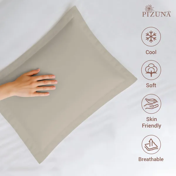 Pizuna_100%_Long_Staple_Cotton_Solid_Simply_Taupe_Standard_Pillow_Cover_Set