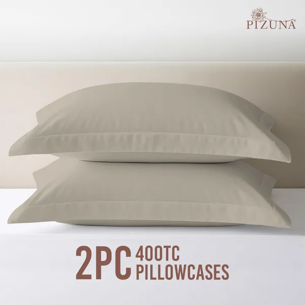 Pizuna_100%_Long_Staple_Cotton_Solid_Simply_Taupe_Standard_Pillow_Cover_Set