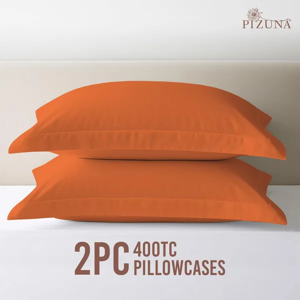 Pizuna_100%_Long_Staple_Cotton_Solid_Burnt_Orange_Standard_Pillow_Cover_Set