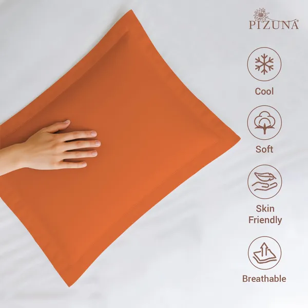 Pizuna_100%_Long_Staple_Cotton_Solid_Burnt_Orange_Standard_Pillow_Cover_Set