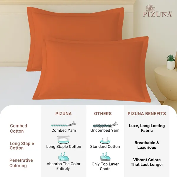 Pizuna_100%_Long_Staple_Cotton_Solid_Burnt_Orange_Standard_Pillow_Cover_Set