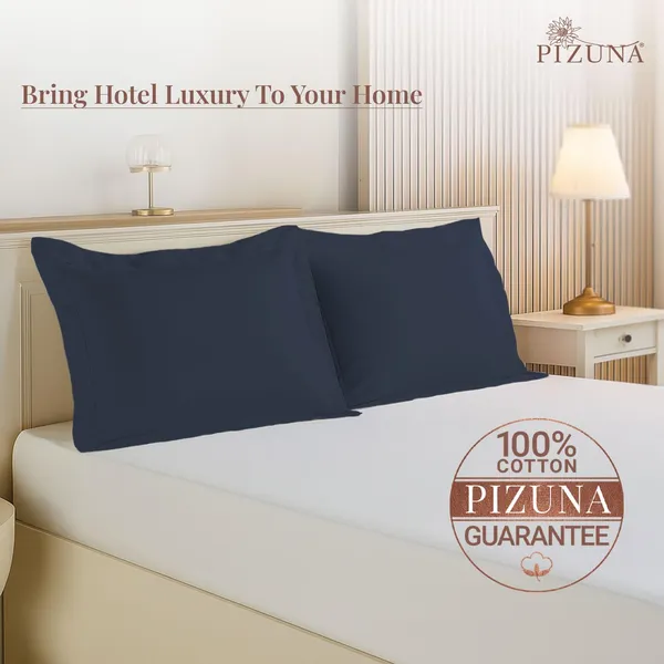 Pizuna_100%_Cotton_Solid_Dark_Blue_Pillow_Cover_Set_Of_2