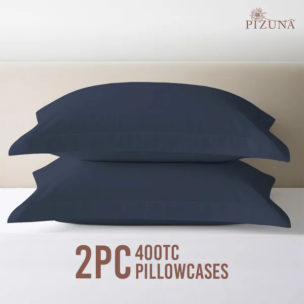 Pizuna_100%_Cotton_Solid_Dark_Blue_Pillow_Cover_Set_Of_2