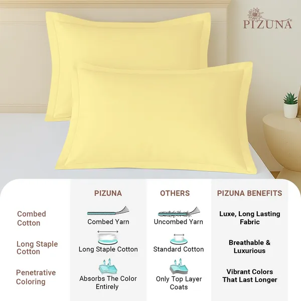 Pizuna_100%_Cotton_Solid_Mellow_Yellow_Pillow_Cover_Set_Of_2