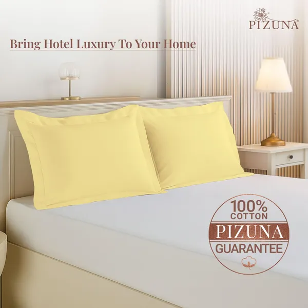 Pizuna_100%_Cotton_Solid_Mellow_Yellow_Pillow_Cover_Set_Of_2