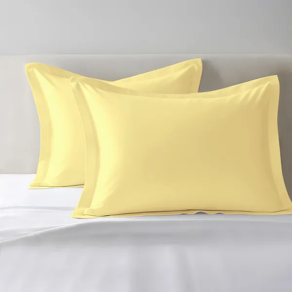 Pizuna_100%_Cotton_Solid_Mellow_Yellow_Pillow_Cover_Set_Of_2