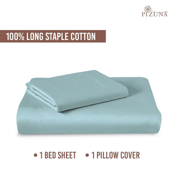 Pizuna_100%_Cotton_Solid_Baby_Blue_Single_Flat_Bedsheet