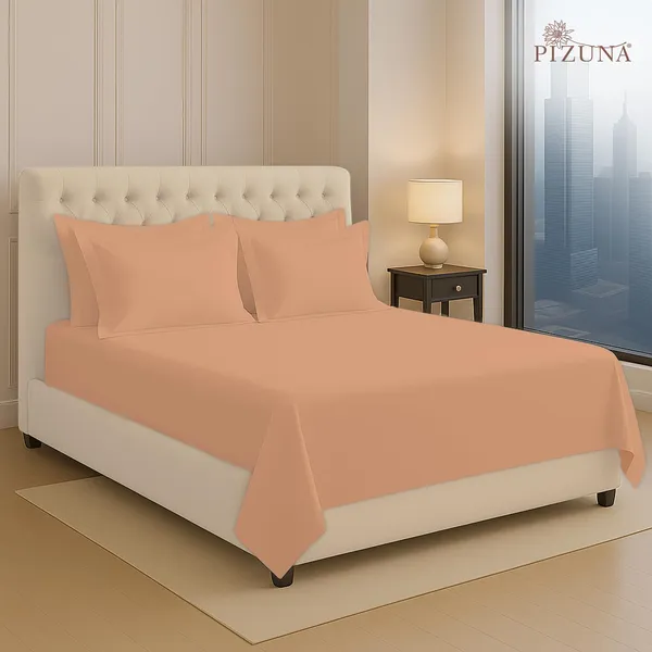 Cotton_Solid_Peach_Super_King_Flat_Bedsheet_With_Pillow_Covers