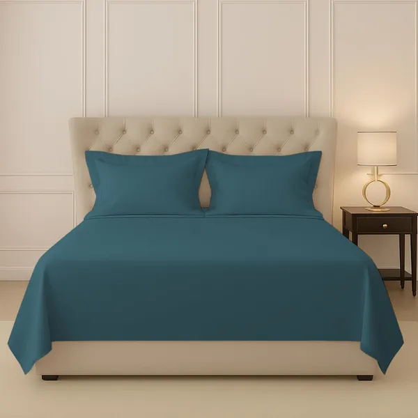 Cotton_Solid_Peacock_Blue_King_Flat_Bedsheet