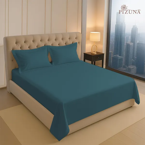 Cotton_Solid_Peacock_Blue_King_Flat_Bedsheet