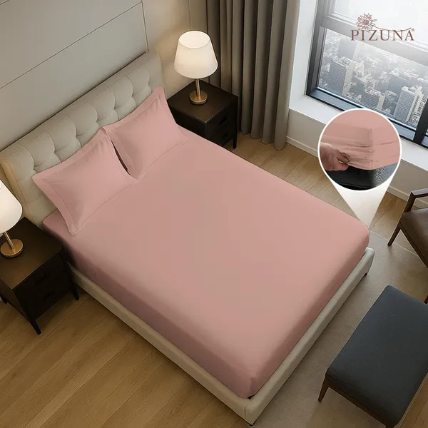 Cotton_Solid_Misty_Rose_King_Fitted_Bedsheet