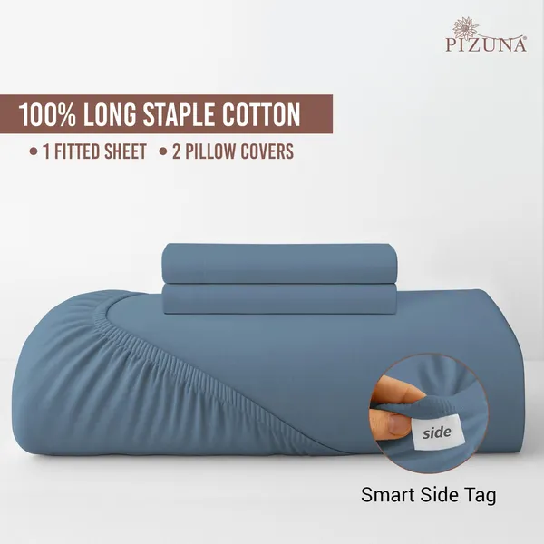 Cotton_Solid_Dusty_Blue_Single_Fitted_Bedsheet