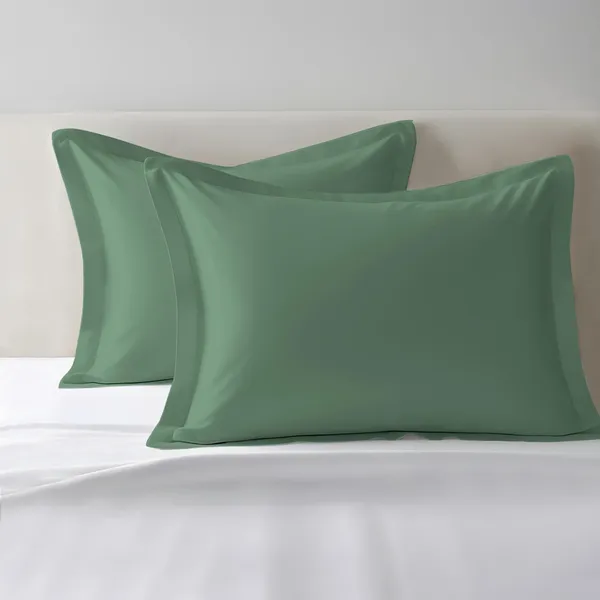 Pizuna_100%_Cotton_Solid_Hedge_Green_Standard_Pillow_Cover_Set