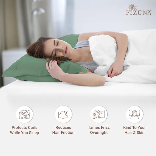 Pizuna_100%_Cotton_Solid_Hedge_Green_Standard_Pillow_Cover_Set