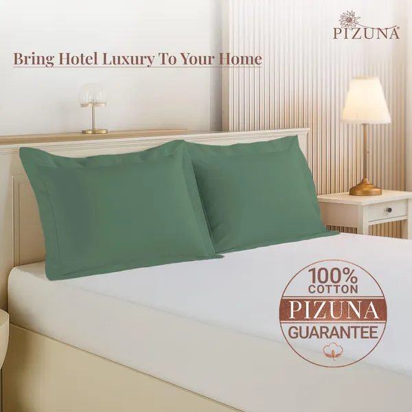 Pizuna_100%_Cotton_Solid_Hedge_Green_Standard_Pillow_Cover_Set