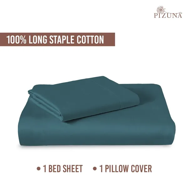Cotton_Sateen_Solid_Peacock_Blue_Single_Flat_Bedsheet