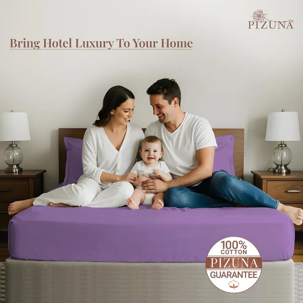 Pizuna_100%_Long_Staple_Cotton_Solid_Purple_Super_King_Flat_Bedsheet_Set