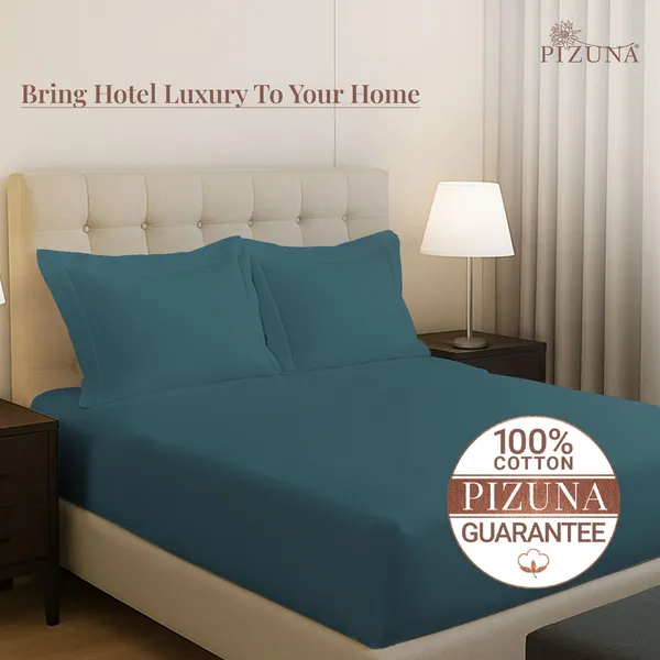 Cotton_Solid_Peacock_Blue_Queen_Fitted_Bedsheet