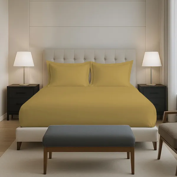 Cotton_Solid_Mustard_Gold_King_Fitted_Bedsheet