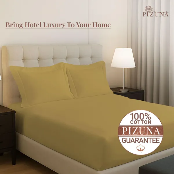 Cotton_Solid_Mustard_Gold_King_Fitted_Bedsheet
