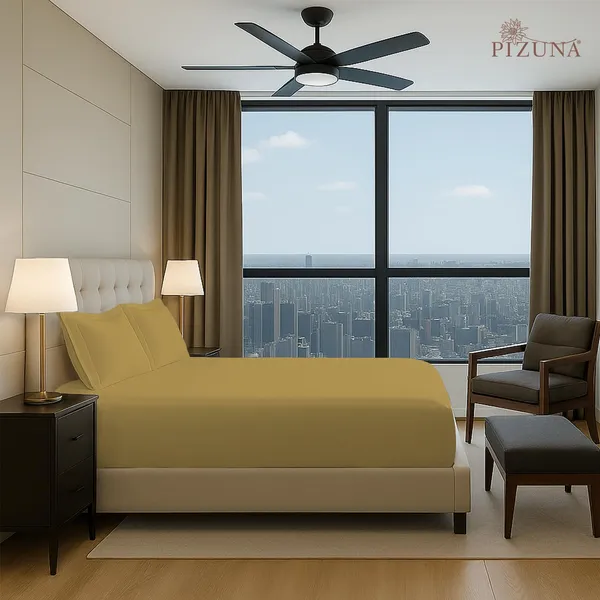 Cotton_Solid_Mustard_Gold_King_Fitted_Bedsheet