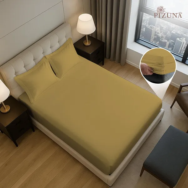 Cotton_Solid_Mustard_Gold_King_Fitted_Bedsheet