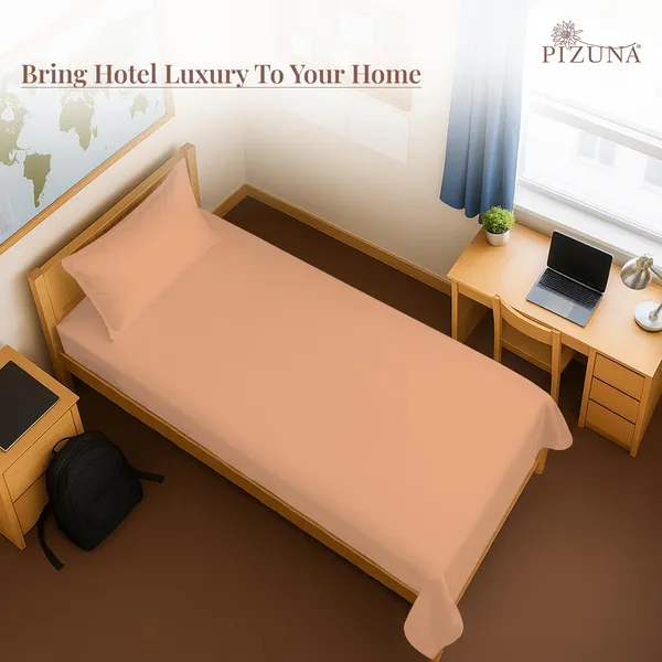 Cotton_Solid_Peach_Single_Size_Bedsheet_With_1_Pillow_Cover
