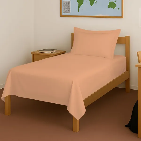 Cotton_Solid_Peach_Single_Size_Bedsheet_With_1_Pillow_Cover