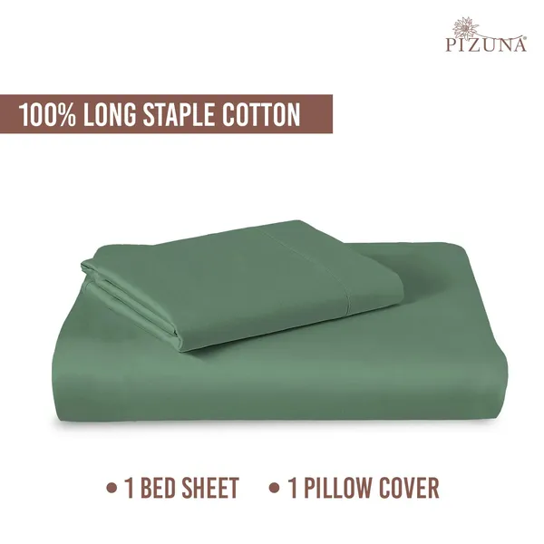 Cotton_Solid_Hedge_Green_Single_Flat_Bedsheet_With_Pillow_Cover