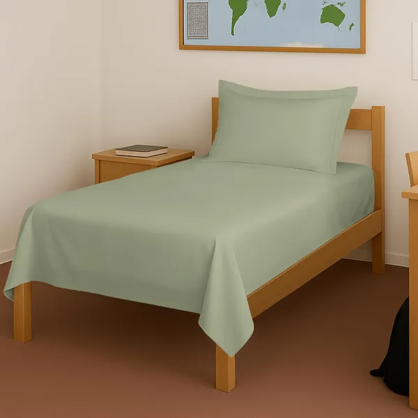 Cotton_Solid_Light_Sage_Single_Flat_Bedsheet