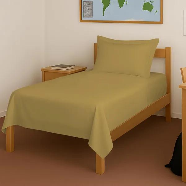 Pizuna_100%_Cotton_Solid_Mustard_Gold_Single_Flat_Bedsheet_Set