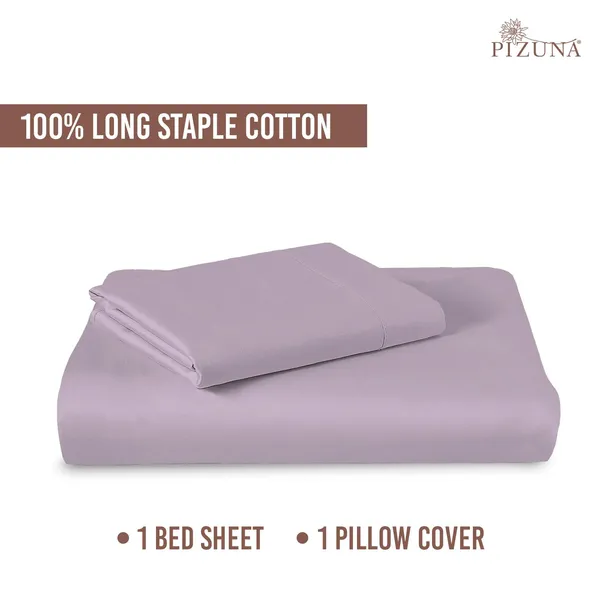 Pizuna_Cotton_Solid_Lavender_Frost_Single_Flat_Bedsheet_With_Pillow_Cover