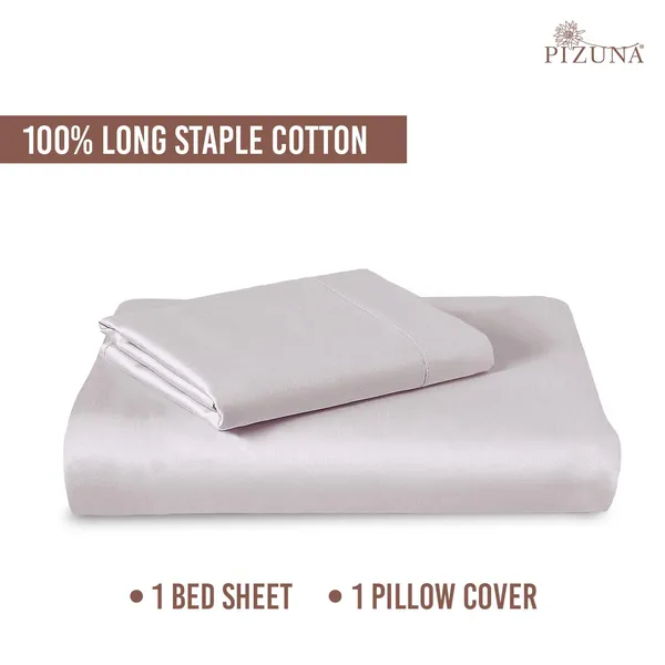 Pizuna_Cotton_Solid_Light_Lilac_Single_Flat_Bedsheet_With_Pillow_Cover