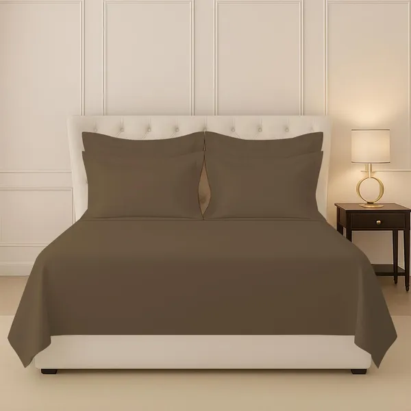 Cotton_Solid_Woody_Brown_Super_King_Flat_Bedsheet_With_Pillow_Covers