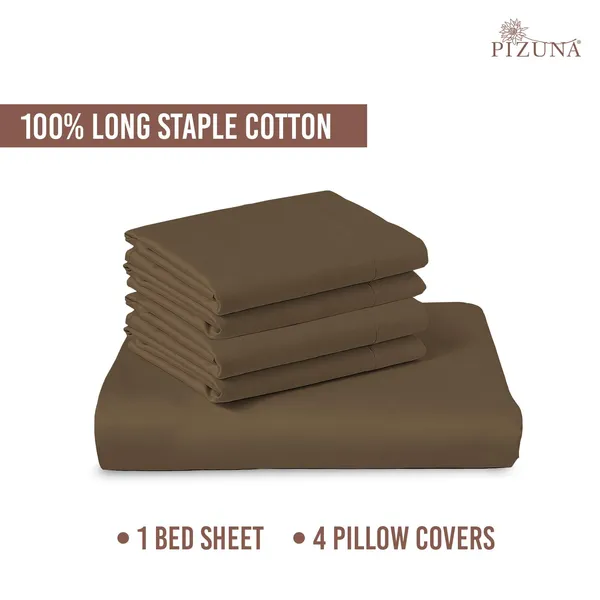 Cotton_Solid_Woody_Brown_Super_King_Flat_Bedsheet_With_Pillow_Covers