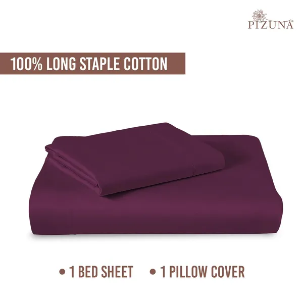 Pizuna_100%_Cotton_Solid_Berry_Plum_Single_Flat_Bedsheet_Set