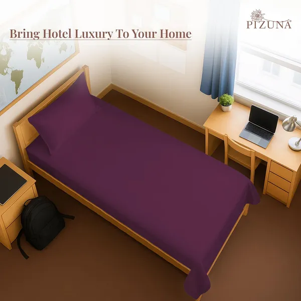 Pizuna_100%_Cotton_Solid_Berry_Plum_Single_Flat_Bedsheet_Set