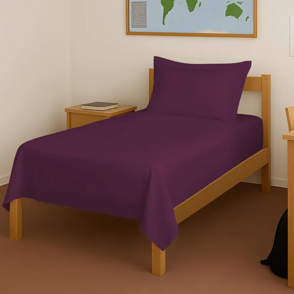 Pizuna_100%_Cotton_Solid_Berry_Plum_Single_Flat_Bedsheet_Set